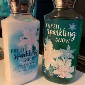Bath & Body Works BBW Fresh Sparkling Snow Body Lotion Shower Gel Set